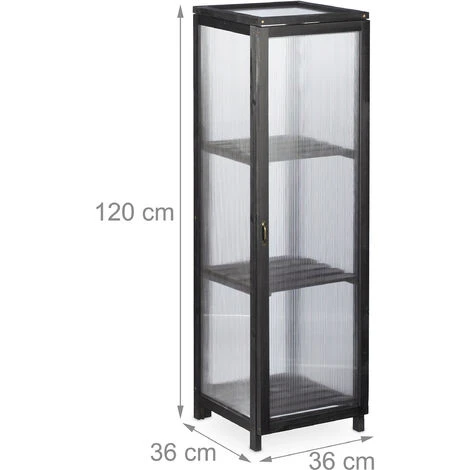 Relaxdays Serre Bois Balcon, Bois & Plastique, HLP: 120x36x36 Cm, Porte & Toit Ouvrable, Culture Plantes, Semis, Noir 7 Relaxdays Serre Bois Balcon, Bois & Plastique, HLP: 120x36x36 Cm, Porte & Toit Ouvrable, Culture Plantes, Semis, Noir – Image 5