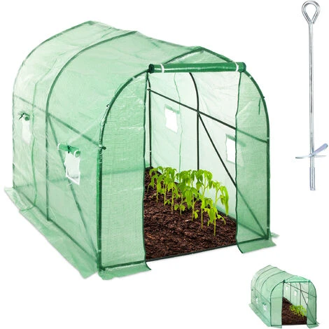 Relaxdays Serre De Jardin 200x200x300 Cm Tunnel De Jardin Bâche Housse Porte Fenêtre Jardin Tente Plante Tomate, Vert 3 Relaxdays Serre De Jardin 200x200x300 Cm Tunnel De Jardin Bâche Housse Porte Fenêtre Jardin Tente Plante Tomate, Vert