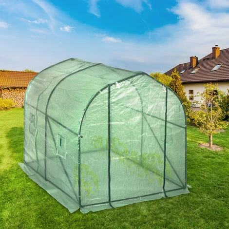 Relaxdays Serre De Jardin 200x200x300 Cm Tunnel De Jardin Bâche Housse Porte Fenêtre Jardin Tente Plante Tomate, Vert 5 Relaxdays Serre De Jardin 200x200x300 Cm Tunnel De Jardin Bâche Housse Porte Fenêtre Jardin Tente Plante Tomate, Vert – Image 3