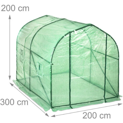 Relaxdays Serre De Jardin 200x200x300 Cm Tunnel De Jardin Bâche Housse Porte Fenêtre Jardin Tente Plante Tomate, Vert 7 Relaxdays Serre De Jardin 200x200x300 Cm Tunnel De Jardin Bâche Housse Porte Fenêtre Jardin Tente Plante Tomate, Vert – Image 5