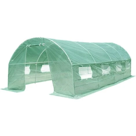 GOPLUS Serre De Jardin Tunnel 18 M2 Armature En Acier Robuste Et Tissu En PE Transparent Imperméable Avec 8 Fenêtres Porte à Glissière Pour Toutes Saisons(600 X 300 X 200 CM, Vert) 6 GOPLUS Serre De Jardin Tunnel 18 M2 Armature En Acier Robuste Et Tissu En PE Transparent Imperméable Avec 8 Fenêtres Porte à Glissière Pour Toutes Saisons(600 X 300 X 200 CM, Vert) – Image 4