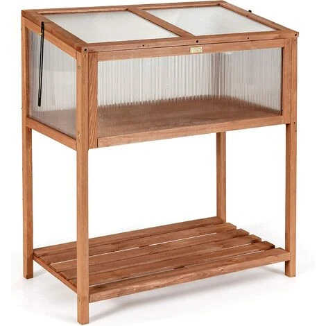 GOPLUS Mini Serre En Bois Et Plastique Transparent, Carré Potager Jardinière Rectangulaire Sur Pied, Avec Espace De Rangement Pour Outils, Convient Au Jardin Balcon Terrasse, 90X50X105cm, Brun 4 GOPLUS Mini Serre En Bois Et Plastique Transparent, Carré Potager Jardinière Rectangulaire Sur Pied, Avec Espace De Rangement Pour Outils, Convient Au Jardin Balcon Terrasse, 90X50X105cm, Brun – Image 2
