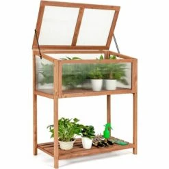 GOPLUS Mini Serre En Bois Et Plastique Transparent, Carré Potager Jardinière Rectangulaire Sur Pied, Avec Espace De Rangement Pour Outils, Convient Au Jardin Balcon Terrasse, 90X50X105cm, Brun 10 GOPLUS Mini Serre En Bois Et Plastique Transparent, Carré Potager Jardinière Rectangulaire Sur Pied, Avec Espace De Rangement Pour Outils, Convient Au Jardin Balcon Terrasse, 90X50X105cm, Brun -France Serre de jardin Soldes 2022 34761445 4