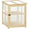 Outsunny Mini Serre De Jardin 2 Niveaux Dim. 62L X 63l X 82H Cm Porte Et Panneau Toit Ouvrant Bois Sapin Traité Polycarbonate -France Serre de jardin Soldes 2022 34833538 1