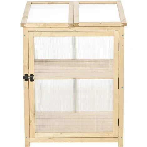 Outsunny Mini Serre De Jardin 2 Niveaux Dim. 62L X 63l X 82H Cm Porte Et Panneau Toit Ouvrant Bois Sapin Traité Polycarbonate 7 Outsunny Mini Serre De Jardin 2 Niveaux Dim. 62L X 63l X 82H Cm Porte Et Panneau Toit Ouvrant Bois Sapin Traité Polycarbonate – Image 5