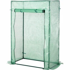 Outsunny Serre De Jardin Serre à Tomates 1L X 0,5l X 1,5H M Porte Zippée Déroulante Acier Thermolaqué PE Haute Densité 140 G/m² Anti-UV - Vert