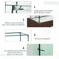 Outsunny Serre De Jardin Serre à Tomates 1L X 0,5l X 1,5H M Porte Zippée Déroulante Acier Thermolaqué PE Haute Densité 140 G/m² Anti-UV - Vert -France Serre de jardin Soldes 2022 41318243 5