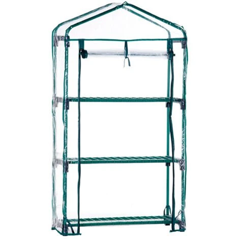Serre De Jardin PVC/Acero Gardiun Leaf I 3 Étagères 69x49x130 Cm Vert Fermeture Glissière -France Serre de jardin Soldes 2022 41507599 1