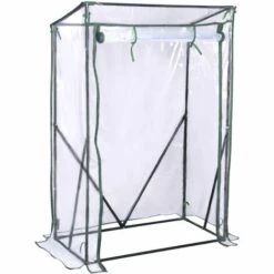 WOLTU Serre De Balcon/Jardin/Terrasse En PVC. Serre à Tomate Avec Porte. Cadre En Acier.Transparent. 100x50x150/136 Cm