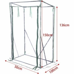 WOLTU Serre De Balcon/Jardin/Terrasse En PVC. Serre à Tomate Avec Porte. Cadre En Acier.Transparent. 100x50x150/136 Cm -France Serre de jardin Soldes 2022 42416267 4