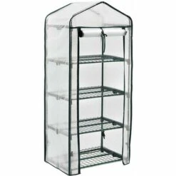 BEARSU Tente De Balcon Avec Bâche Amovible, Serre Pour Tomates, 69 X 49 X 158 Cm Blanc Et Vert