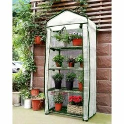 BEARSU Tente De Balcon Avec Bâche Amovible, Serre Pour Tomates, 69 X 49 X 158 Cm Blanc Et Vert -France Serre de jardin Soldes 2022 42802389 3