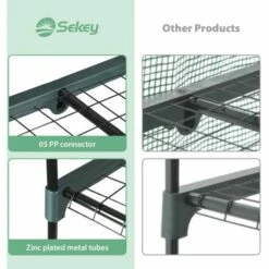 BEARSU Tente De Balcon Avec Bâche Amovible, Serre Pour Tomates, 69 X 49 X 158 Cm Blanc Et Vert -France Serre de jardin Soldes 2022 42802389 4