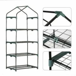 BEARSU Tente De Balcon Avec Bâche Amovible, Serre Pour Tomates, 69 X 49 X 158 Cm Blanc Et Vert -France Serre de jardin Soldes 2022 42802389 5