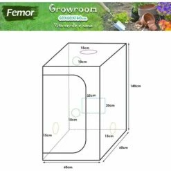 FEMOR Tente De Culture | Grow Tent En Serre | Chambre De Culture Intérieur | Tente Plante Chambre Noire (60 X 60 X 140 Cm) -France Serre de jardin Soldes 2022 43430337 5