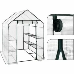 WOLTU Serre De Jardin PE .Serre Pour Légumes Avec Porte. 143x143x195cm.Blanc -France Serre de jardin Soldes 2022 43633388 3