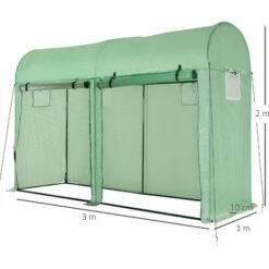 Outsunny Serre De Jardin Serre à Tomates Dim. 3L X 1l X 2H M 2 Portes Zippées Déroulantes 4 Fenêtres Enroulables Acier PE Haute Densité 140 G/m² Anti-UV Vert -France Serre de jardin Soldes 2022 45628520 3