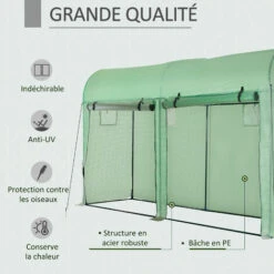 Outsunny Serre De Jardin Serre à Tomates Dim. 3L X 1l X 2H M 2 Portes Zippées Déroulantes 4 Fenêtres Enroulables Acier PE Haute Densité 140 G/m² Anti-UV Vert -France Serre de jardin Soldes 2022 45628520 4