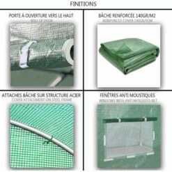 VOUNOT Grande Serre De Jardin Tunnel 18m2 En Acier Galvanise -France Serre de jardin Soldes 2022 46771200 3