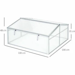 Outsunny Mini Serre De Jardin Serre à Tomates Dim. 100L X 100l X 48H Cm 2 Pannneaux Toits Ouvrables Réglables Alu. Polycarbonate -France Serre de jardin Soldes 2022 47140857 3