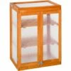 Outsunny Mini Serre De Jardin 3 Niveaux Dim. 58L X 44l X 78H Cm Double Porte Toit Ouvrant Bois Sapin Lasuré Polycarbonate - Orange -France Serre de jardin Soldes 2022 47140863 1