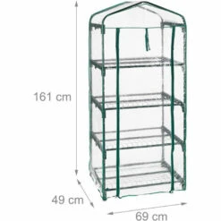 Relaxdays Serre De Balcon, Métal Et Plastique, H X L X P : 161 X 69 X 49 Cm, Taille Compacte, Verte/transparente -France Serre de jardin Soldes 2022 48740948 5