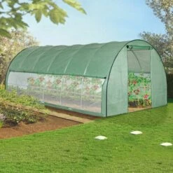 IDMARKET Serre Tunnel De Jardin 18M² Verte Relevable Avec Moustiquaire