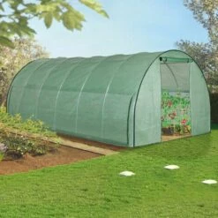 IDMARKET Serre Tunnel De Jardin 18M² Verte Relevable Avec Moustiquaire -France Serre de jardin Soldes 2022 48820794 3