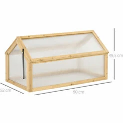 Outsunny Mini Serre De Jardin Serre à Tomates Dim. 90L X 52l X 49,5H Cm Toit Ouvrable Panneaux De Polycarbonate Bois Sapin Pré-huilé - Beige -France Serre de jardin Soldes 2022 48873258 3
