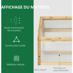 Outsunny Mini Serre De Jardin Serre à Tomates Dim. 90L X 52l X 49,5H Cm Toit Ouvrable Panneaux De Polycarbonate Bois Sapin Pré-huilé - Beige -France Serre de jardin Soldes 2022 48873258 5