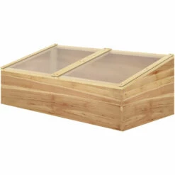 Outsunny Mini Serre De Jardin Serre Pour Semis Dim. 100L X 50l X 36H Cm Toit 2 Pans Ouvrables Séparement Panneaux De Polycarbonate Bois Sapin Pré-huilé -France Serre de jardin Soldes 2022 49279752 4