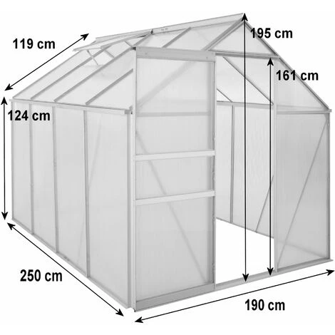 Zelsius Serre En Aluminium Avec Base | 250 X 190 Cm | Panneaux De 6 Mm, 4,75m² 5 Zelsius Serre En Aluminium Avec Base | 250 X 190 Cm | Panneaux De 6 Mm, 4,75m² – Image 3