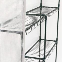 IDMARKET Serre De Jardin Blanche Toutes Saisons 8 étagères 2 Fenêtres Avec Moustiquaire Et Porte Zippée -France Serre de jardin Soldes 2022 49793142 4