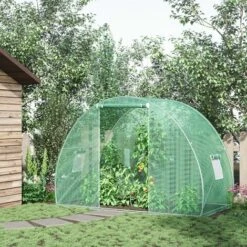 Outsunny Serre De Jardin Tunnel Surface Sol 4,5 M² Dim. 3L X 1,5l X 2H M Châssis Tubulaire Renforcé Porte Zippée 2 Fenêtres Enroulables Vert - Vert -France Serre de jardin Soldes 2022 49904414 2