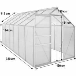 Zelsius Serre En Aluminium Pour Le Jardin (avec Base) | 380 X 190 Cm | Panneaux De 6 Mm -France Serre de jardin Soldes 2022 49923028 3
