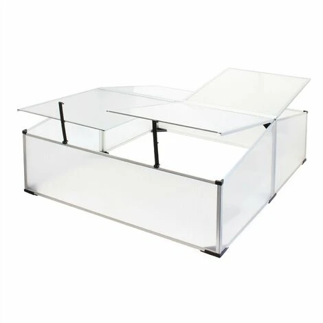HELLOSHOP26 Mini Serre Jardin Double Aluminium Et Polycarbonate 100 X 120 X 40 Cm Ouverture Par Vérin Potager Extérieur - Vert 4 HELLOSHOP26 Mini Serre Jardin Double Aluminium Et Polycarbonate 100 X 120 X 40 Cm Ouverture Par Vérin Potager Extérieur - Vert – Image 2