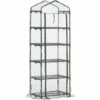Outsunny Serre De Jardin Balcon étagère Serre 5 Niveaux 0,69L X 0,49l X 1,93H M Acier Galvanisé Bâche Amovible PVC Vert - Vert -France Serre de jardin Soldes 2022 50904451 1
