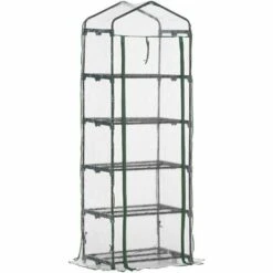 Outsunny Serre De Jardin Balcon étagère Serre 5 Niveaux 0,69L X 0,49l X 1,93H M Acier Galvanisé Bâche Amovible PVC Vert - Vert