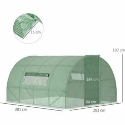 Outsunny Serre De Jardin Tunnel 11 M² Acier Galvanisé Renforcé Diamètre 2,4 Cm + PE Haute Densité Fenêtres Porte Vert - Vert -France Serre de jardin Soldes 2022 50909086 3