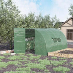 Outsunny Serre De Jardin Tunnel 11 M² Acier Galvanisé Renforcé Diamètre 2,4 Cm + PE Haute Densité Fenêtres Porte Vert - Vert -France Serre de jardin Soldes 2022 50909086 4