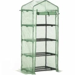 Outsunny Serre De Jardin Balcon étagère Serre 4 Niveaux 0,7L X 0,5l X 1,6H M Acier Galvanisé Bâche Amovible PE Haute Densité Vert - Vert
