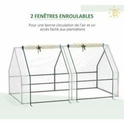 Outsunny Mini Serre De Jardin Serre à Tomates 180L X 90l X 90H Cm Acier PE Haute Densité 140 G/m² Anti-UV 2 Fenêtres Avec Zip Enroulables Blanc -France Serre de jardin Soldes 2022 50909089 5