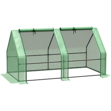 Outsunny Mini Serre De Jardin Serre à Tomates Dim. 180L X 90l X 90H Cm Acier PE Haute Densité 140 G/m² Anti-UV 2 Fenêtres Zippées Enroulables Vert - Vert 3 Outsunny Mini Serre De Jardin Serre à Tomates Dim. 180L X 90l X 90H Cm Acier PE Haute Densité 140 G/m² Anti-UV 2 Fenêtres Zippées Enroulables Vert - Vert