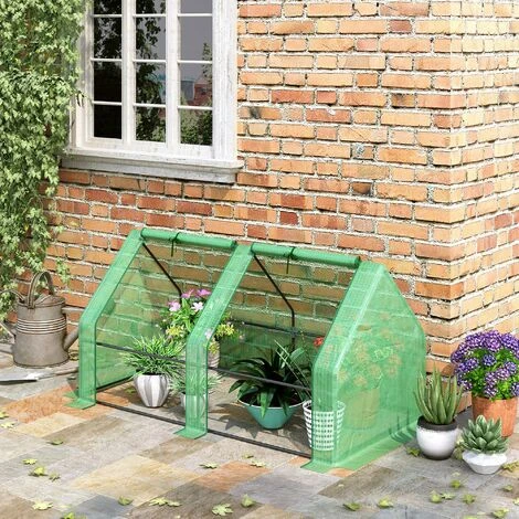 Outsunny Mini Serre De Jardin Serre à Tomates Dim. 180L X 90l X 90H Cm Acier PE Haute Densité 140 G/m² Anti-UV 2 Fenêtres Zippées Enroulables Vert - Vert 6 Outsunny Mini Serre De Jardin Serre à Tomates Dim. 180L X 90l X 90H Cm Acier PE Haute Densité 140 G/m² Anti-UV 2 Fenêtres Zippées Enroulables Vert - Vert – Image 4