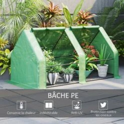 Outsunny Mini Serre De Jardin Serre à Tomates Dim. 180L X 90l X 90H Cm Acier PE Haute Densité 140 G/m² Anti-UV 2 Fenêtres Zippées Enroulables Vert - Vert 11 Outsunny Mini Serre De Jardin Serre à Tomates Dim. 180L X 90l X 90H Cm Acier PE Haute Densité 140 G/m² Anti-UV 2 Fenêtres Zippées Enroulables Vert - Vert -France Serre de jardin Soldes 2022 50909090 5
