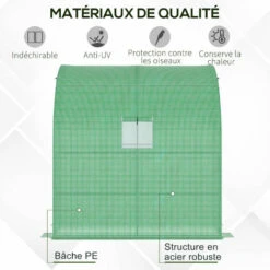 Outsunny Serre De Jardin Adossée Serre Adossée Dim. 2L X 1l X 2,13H M 4 étagères 2 Portes Zippées 1 Fenêtre Acier PE Haute Densité Vert - Vert -France Serre de jardin Soldes 2022 50909091 5