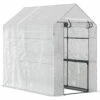 Outsunny Serre De Jardin 2 Tablettes Dim. 1,86L X 1,2l X 1,9H M Porte Déroulante Acier PE Haute Densité 140 G/m² Transparent Blanc - Blanc -France Serre de jardin Soldes 2022 50909094 1