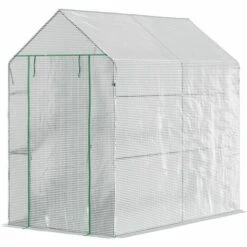 Outsunny Serre De Jardin 2 Tablettes Dim. 1,86L X 1,2l X 1,9H M Porte Déroulante Acier PE Haute Densité 140 G/m² Transparent Blanc - Blanc 8 Outsunny Serre De Jardin 2 Tablettes Dim. 1,86L X 1,2l X 1,9H M Porte Déroulante Acier PE Haute Densité 140 G/m² Transparent Blanc - Blanc -France Serre de jardin Soldes 2022 50909094 2