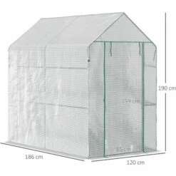 Outsunny Serre De Jardin 2 Tablettes Dim. 1,86L X 1,2l X 1,9H M Porte Déroulante Acier PE Haute Densité 140 G/m² Transparent Blanc - Blanc 10 Outsunny Serre De Jardin 2 Tablettes Dim. 1,86L X 1,2l X 1,9H M Porte Déroulante Acier PE Haute Densité 140 G/m² Transparent Blanc - Blanc -France Serre de jardin Soldes 2022 50909094 4