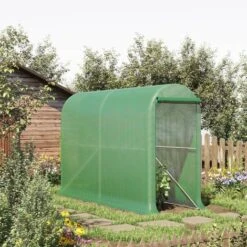 Outsunny Serre De Jardin Serre à Tomates Dim. 3L X 1l X 2H M Porte Zippée Déroulante 2 Fenêtres Latérales Enroulables Acier PE Haute Densité Vert - Vert -France Serre de jardin Soldes 2022 50909097 4